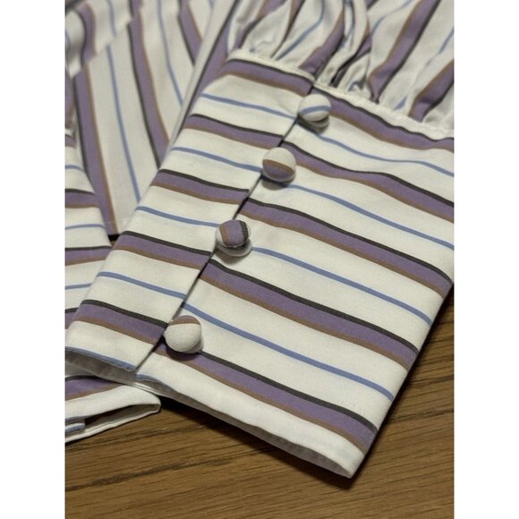 Veronica Beard Seema Stripe Twist Front Blouse in Off White Multi Size 2 Luxury - Picture 7 of 16